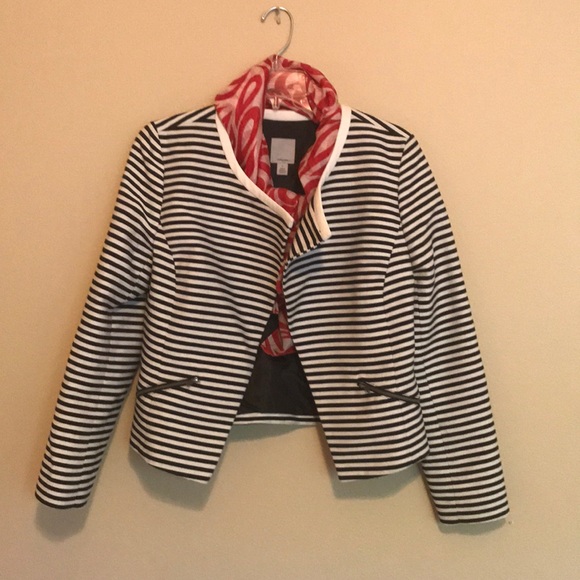 HALOGEN Black & White Striped Open Jacket - Picture 3 of 5